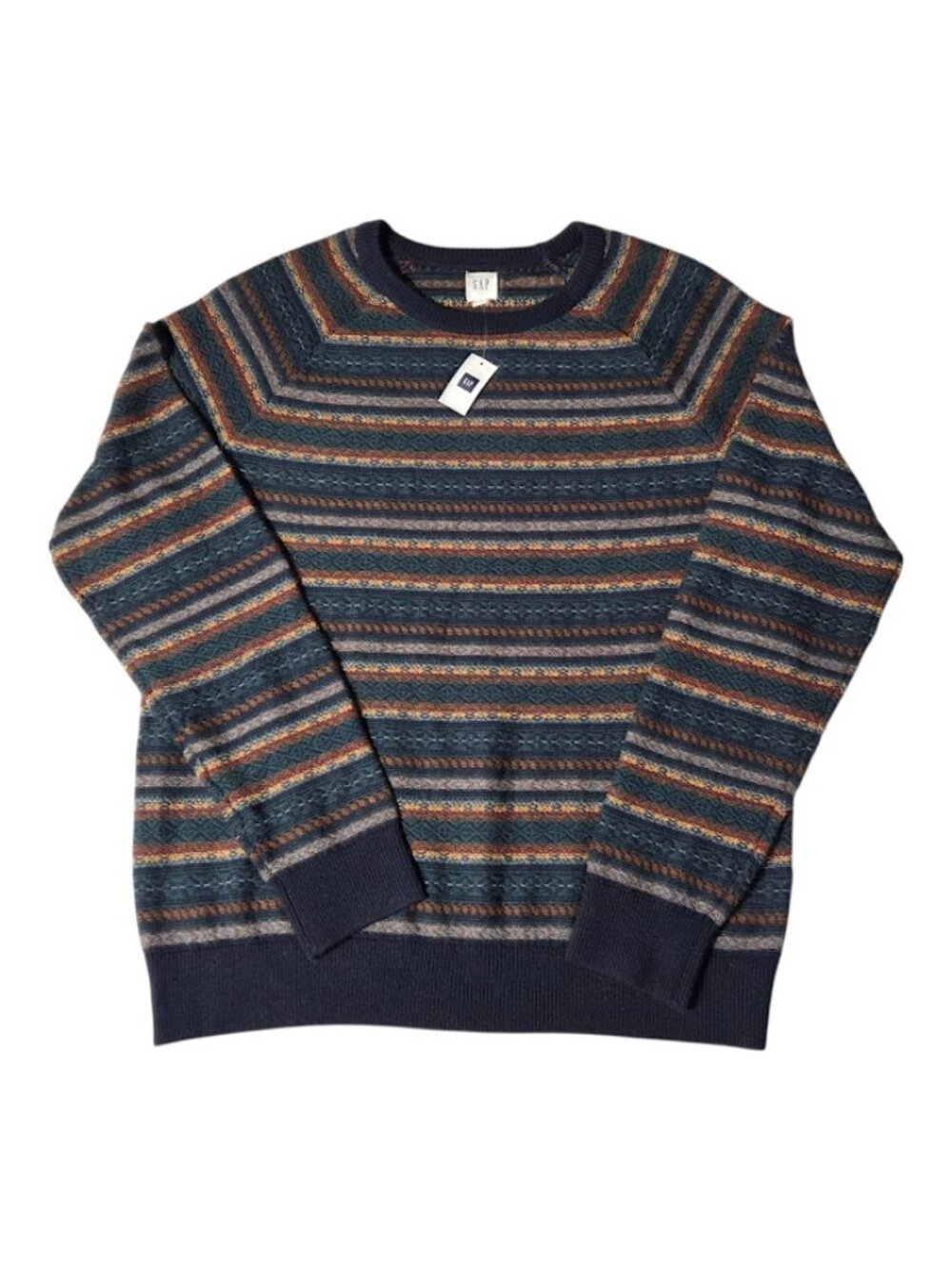 GAP Men's Fair Isle Pattern Crewneck Sweater Merino Wool Blend Size XL, NWT